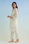 Anantaa By Roohi_Ivory Chanderi Embroidery Round Neck Kurta Pant Set _Online_at_Aza_Fashions