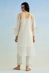 Shop_Anantaa By Roohi_Ivory Chanderi Embroidery Round Neck Kurta Pant Set _at_Aza_Fashions