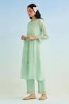 Anantaa By Roohi_Green Chanderi Embroidery Round Neck Kurta Pant Set _Online_at_Aza_Fashions