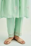 Shop_Anantaa By Roohi_Green Chanderi Embroidery Round Neck Kurta Pant Set _Online_at_Aza_Fashions