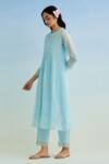 Buy_Anantaa By Roohi_Blue Chanderi, Cotton Embroidery Keyhole Neck Machine Kurta Set _Online_at_Aza_Fashions