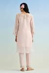Shop_Anantaa By Roohi_Pink Chanderi Embroidery Round Neck Kurta Pant Set _at_Aza_Fashions