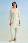 Buy_Anantaa By Roohi_Ivory Chanderi Embroidery Round Neck Kurta Pant Set _at_Aza_Fashions