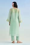 Shop_Anantaa By Roohi_Green Chanderi Embroidery Round Neck Kurta Pant Set With Pink Dupatta _at_Aza_Fashions