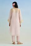 Shop_Anantaa By Roohi_Pink Chanderi Embroidery Round Neck Kurta Pant Set _at_Aza_Fashions