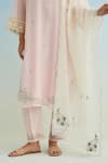 Anantaa By Roohi_Pink Chanderi Embroidery Round Neck Kurta Pant Set _Online