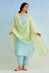 Buy_Anantaa By Roohi_Blue Chanderi Embroidery Round Neck Mul Kurta Set With Yellow Dupatta _at_Aza_Fashions