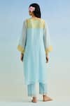 Shop_Anantaa By Roohi_Blue Chanderi Embroidery Round Neck Mul Kurta Set With Yellow Dupatta _at_Aza_Fashions