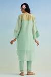 Shop_Anantaa By Roohi_Green Chanderi Embroidery Round Neck Kurta Set With Pink Dupatta _at_Aza_Fashions