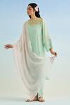 Buy_Anantaa By Roohi_Green Chanderi Embroidery Round Neck Kurta Set With Pink Dupatta _at_Aza_Fashions
