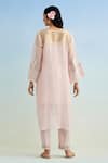 Shop_Anantaa By Roohi_Pink Chanderi Embroidery Round Neck Kurta Set _at_Aza_Fashions