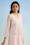Shop_Anantaa By Roohi_Pink Chanderi Embroidery Round Neck Kurta Set With Dupatta 