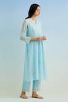 Buy_Anantaa By Roohi_Blue Chanderi Embroidery Round Neck Machine Kurta Set _Online_at_Aza_Fashions