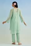 Shop_Anantaa By Roohi_Green Chanderi Embroidery Round Neck Mul Kurta Set With Pink Dupatta _at_Aza_Fashions