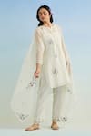 Buy_Anantaa By Roohi_Ivory Chanderi Embroidery Mandarin Collar Kurta Set _at_Aza_Fashions