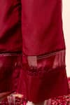 Shop_Mamicha_Maroon Organza, Chiffon Embroidery Round Neck Rose Wood Kurta Pant Set _Online_at_Aza_Fashions
