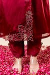 Buy_Mamicha_Maroon Organza, Chiffon Embroidery V-neck Rose Wood Angrakha Set 