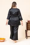 Shop_Mamicha_Black Satin Embroidery V-neck Space Angrakha And Pant Set _at_Aza_Fashions
