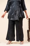Shop_Mamicha_Black Satin Embroidery V-neck Space Angrakha And Pant Set 