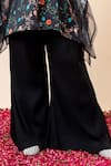 Mamicha_Black Satin, Georgette Collared Floral Print Kaftan And Pant Set _Online_at_Aza_Fashions
