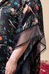 Buy_Mamicha_Black Satin, Georgette Collared Floral Print Kaftan And Pant Set 