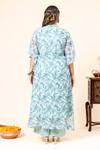 Shop_Mamicha_Cobalt Chiffon Round Neck Floral Print Kaftan Set _at_Aza_Fashions