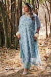 Shop_Mamicha_Cobalt Chiffon Round Neck Floral Print Kaftan Set 