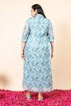 Shop_Mamicha_Chiffon Collared Cyan-blue Floral Print Dress _at_Aza_Fashions