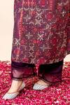 Buy_Mamicha_Wine Crepe Embroidery V-neck Printed Kurta Pant Set 