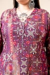 Shop_Mamicha_Wine Crepe Embroidery V-neck Printed Kurta Pant Set 