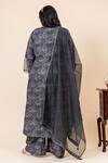 Shop_Mamicha_Black Polyester Embroidery V-neck Kurta Pant Set _at_Aza_Fashions