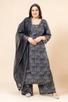 Buy_Mamicha_Black Polyester Embroidery V-neck Kurta Pant Set _Online_at_Aza_Fashions