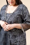 Shop_Mamicha_Black Polyester Embroidery V-neck Kurta Pant Set _Online_at_Aza_Fashions