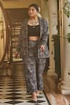 Mamicha_Black Polyester, Rayon Embroidery Blazer And Pant Set _Online_at_Aza_Fashions