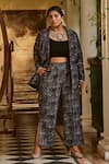 Buy_Mamicha_Black Polyester, Rayon Embroidery Blazer And Pant Set _at_Aza_Fashions