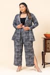 Mamicha_Black Polyester, Rayon Embroidery Blazer And Pant Set _at_Aza_Fashions