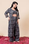Mamicha_Black Polyester, Rayon Embroidered Cape Set _Online_at_Aza_Fashions