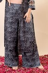 Mamicha_Black Polyester, Rayon Embroidered Cape Set _at_Aza_Fashions