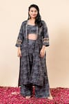 Buy_Mamicha_Black Polyester, Rayon Embroidered Cape Set _at_Aza_Fashions