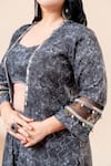 Shop_Mamicha_Black Polyester, Rayon Embroidered Cape Set 