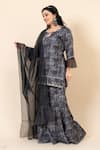 Mamicha_Black Polyester, Rayon Embroidery Keyhole Neck Kurta Sharara Set _Online_at_Aza_Fashions