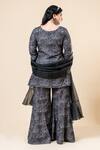 Shop_Mamicha_Black Polyester, Rayon Embroidery Keyhole Neck Kurta Sharara Set _at_Aza_Fashions