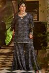 Buy_Mamicha_Black Polyester, Rayon Embroidery Keyhole Neck Kurta Sharara Set _at_Aza_Fashions