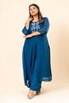 Shop_Mamicha_Blue Chiffon Embroidery Round Neck Midnight Shimmer Kurta Pant Set _Online_at_Aza_Fashions