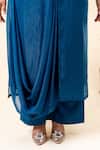 Buy_Mamicha_Blue Chiffon Embroidery Round Neck Midnight Shimmer Kurta Pant Set 