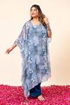 Buy_Mamicha_Blue Chiffon Round Neck Floral Print Kaftan And Pant Set _Online_at_Aza_Fashions