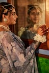 Shop_Mamicha_Blue Chiffon Round Neck Floral Print Kaftan And Pant Set 