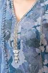 Buy_Mamicha_Blue Chiffon Beads, Embroidery Split V-neck Midnight Floral Kurta Set _Online