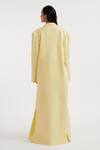 Shop_Deme By Gabriella_Yellow Net, Maheshwari, Lycra Collared Heloise Solid Long Jacket _at_Aza_Fashions