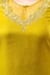 Shop_Mamicha_Green Satin Embroidery Round , Keyhole Designer Dark Lime Kurta Set 